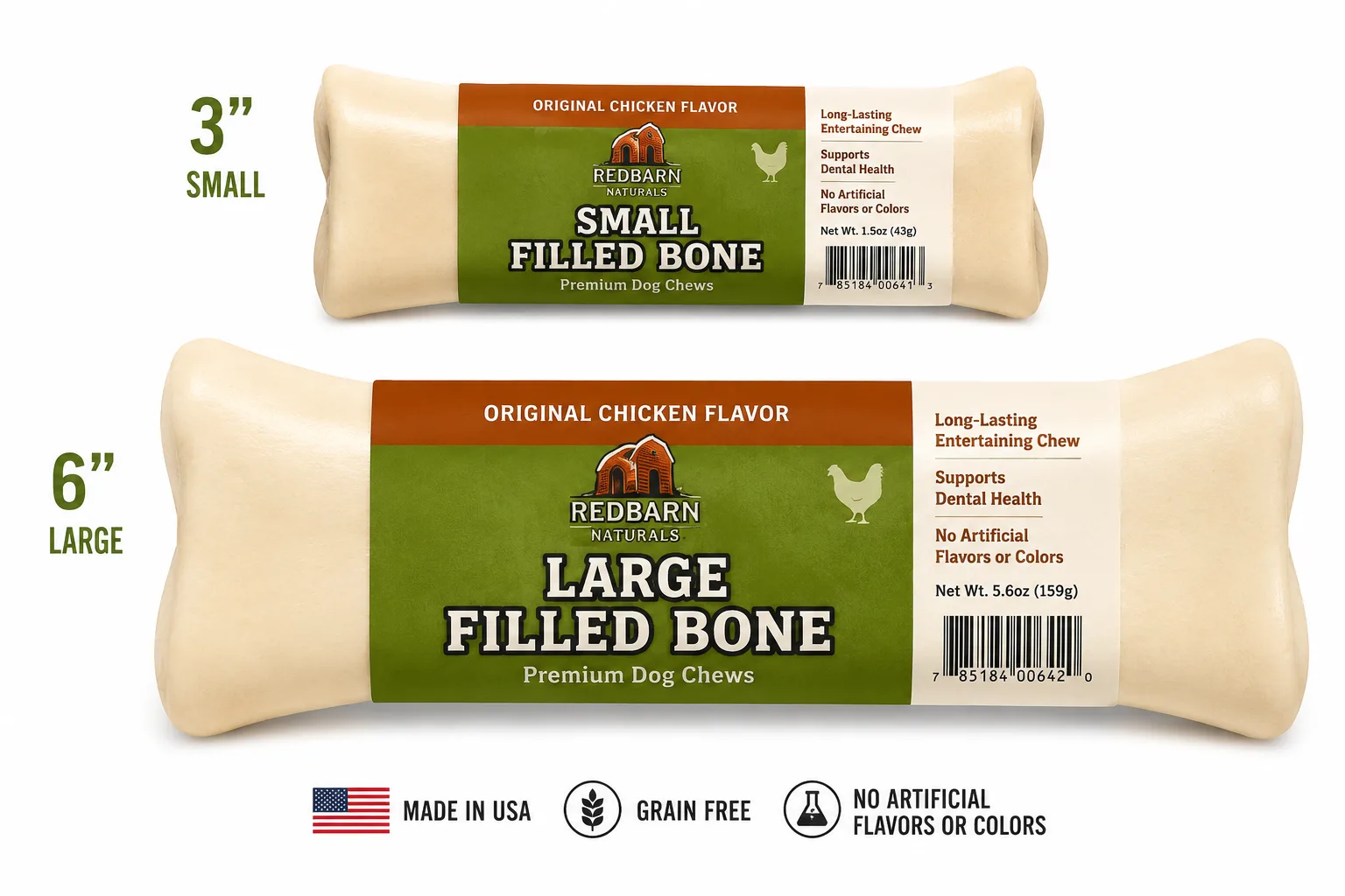 Redbarn Original Chicken Flavor Large Filled Bone - Image 2