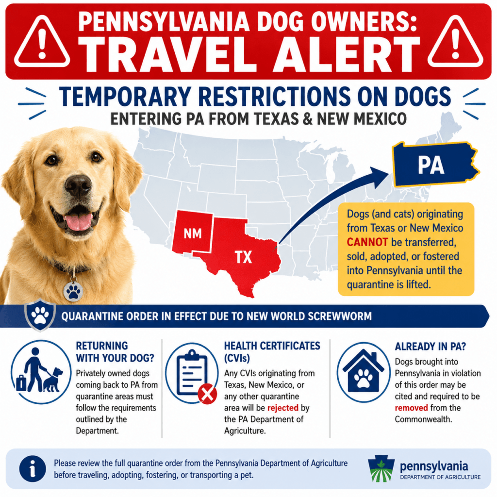 ⚠️ PENNSYLVANIA PET TRAVEL ALERT ⚠️